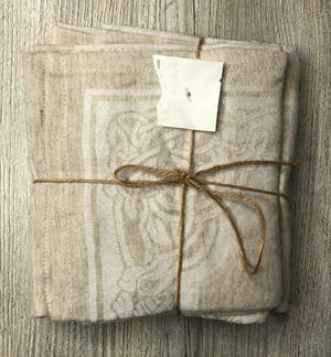 Charles Gallen Irish Linen Napkins Irish Celtic Symbol Beige & White Set of 2